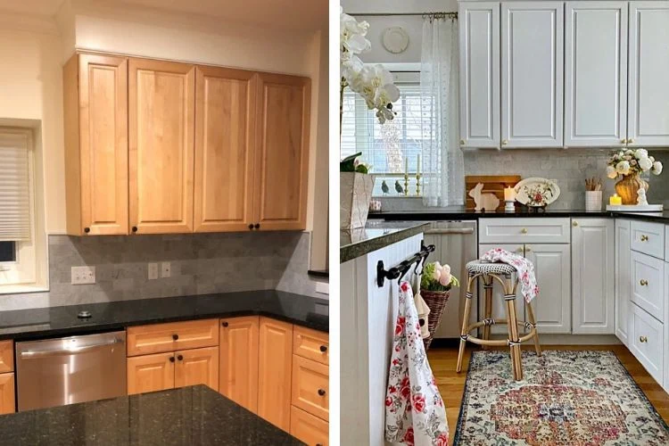 Küchenfronten grau streichen Vorher-Nachher-Bilder