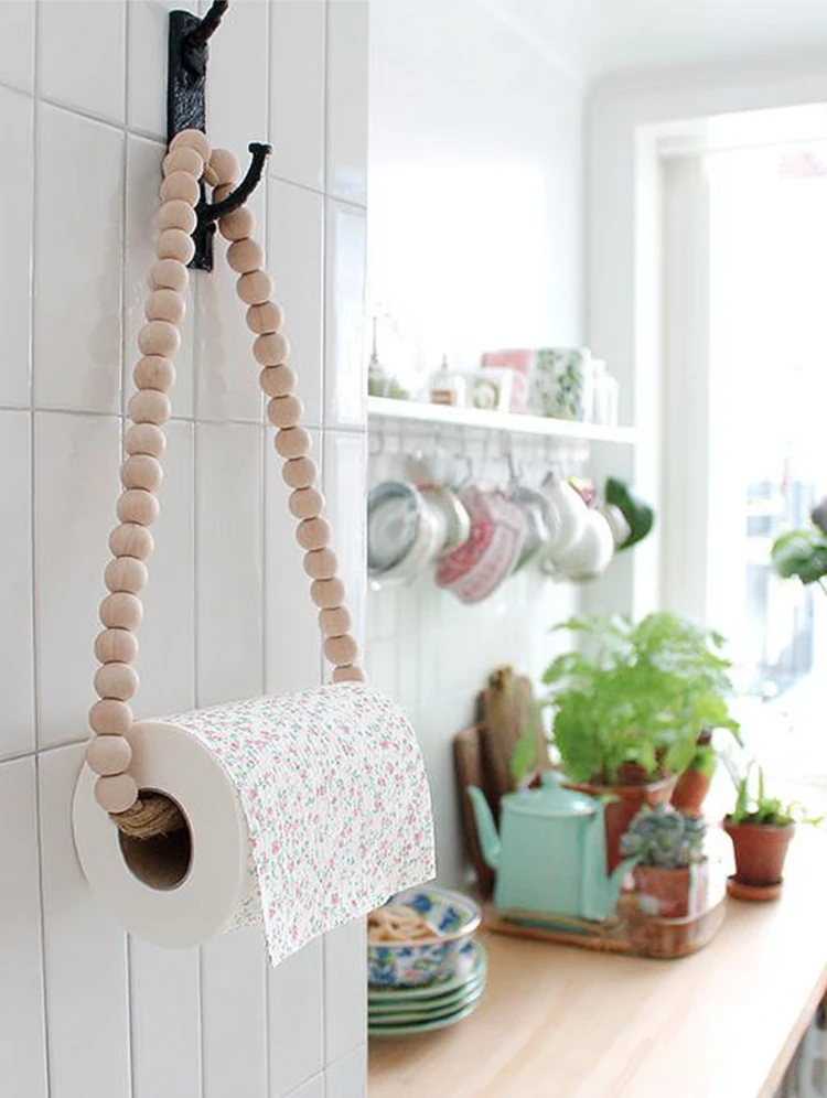 küchenpapierhalter aus holzperlen