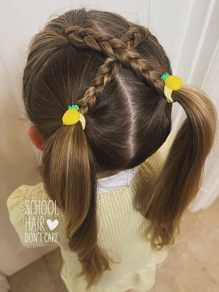 mädchen frisuren überkreuzte zöpfe zum schulanfang