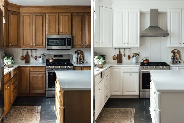 moderne weiße Küche nur mit Farbe updaten