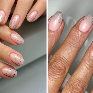 natürliche gelnägel mit glitzer