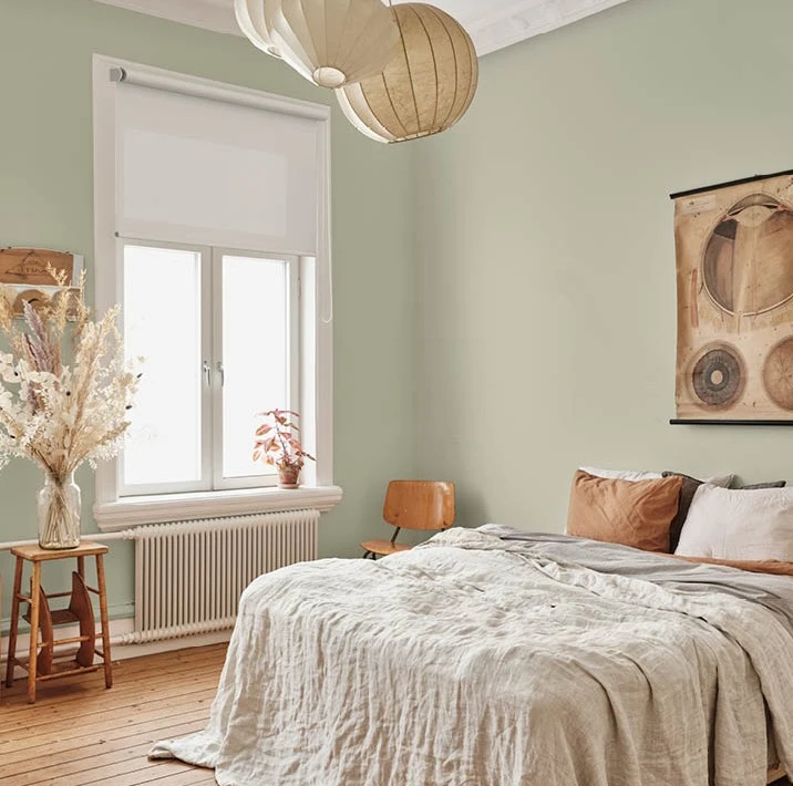 Pistaziengrün als Akzent im Schlafzimmer