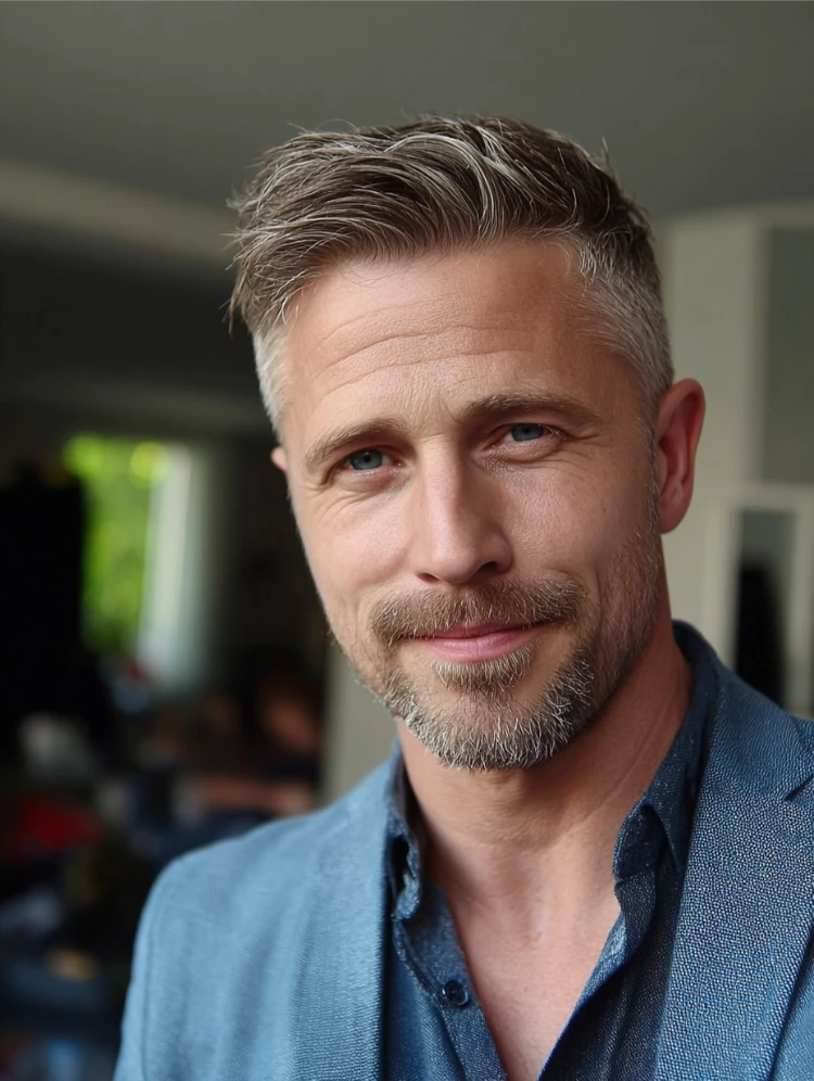 reifer mann mit harvard frisur, inspiriert von ryan gosling in „crazy stupid love“