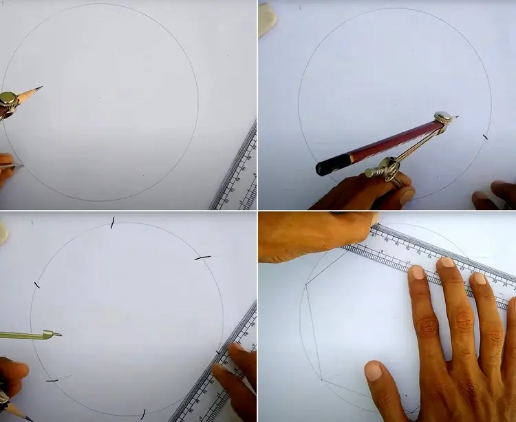 Schablone für ein Sechseck selber machen und ein Wabenmuster an die Wand streichen