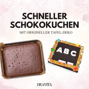 schneller schokokuchen mit origineller tafel deko