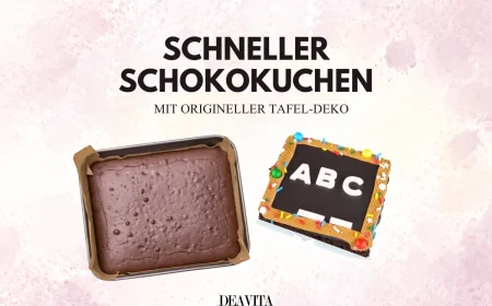 schneller schokokuchen mit origineller tafel deko
