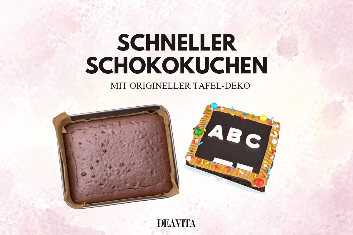schneller schokokuchen mit origineller tafel deko