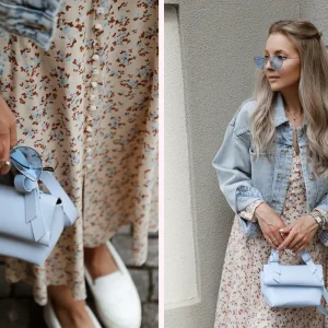 schönes kleid zur einschulung für die mama mit jeansjacke