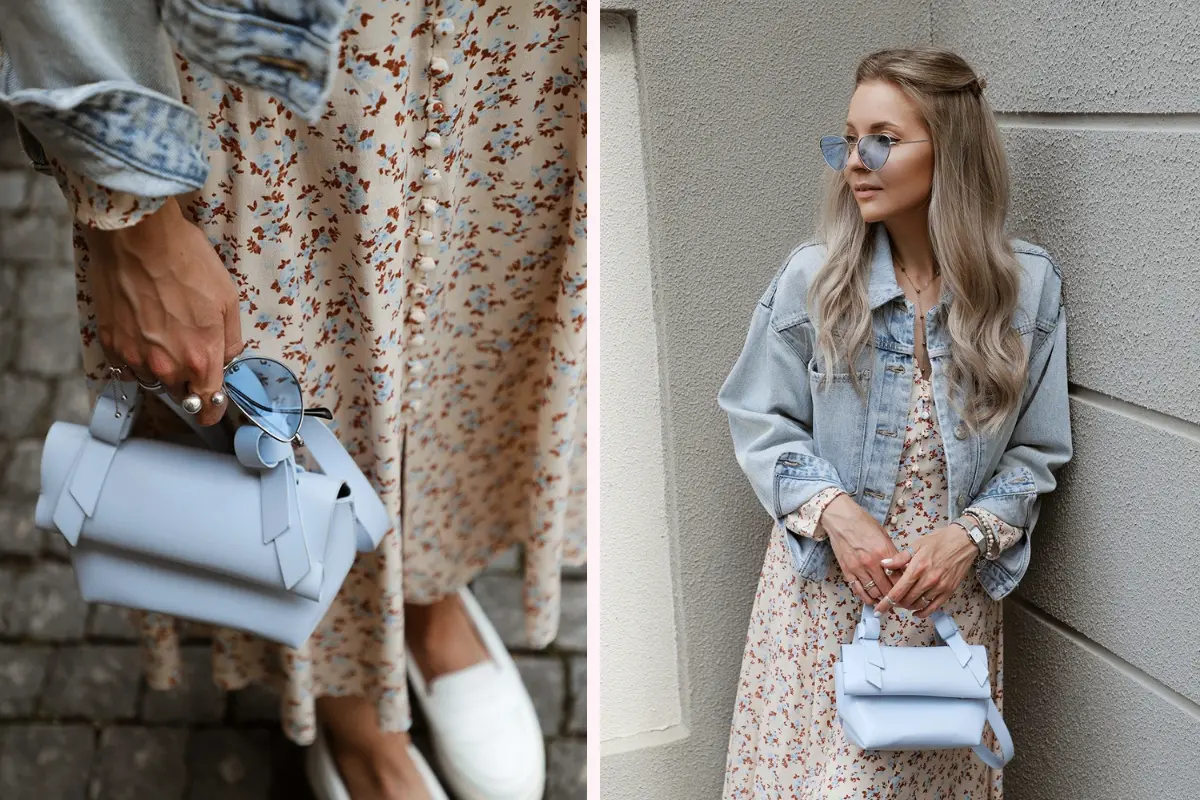 schönes kleid zur einschulung für die mama mit jeansjacke