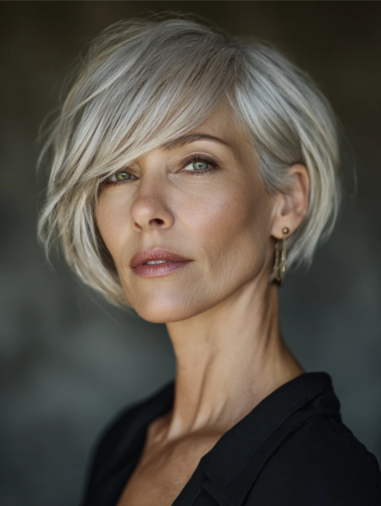 soft silver bixie mit curtain bangs