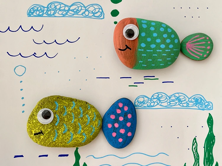 sommer aktivitäten für kinder diy fische aus steinen
