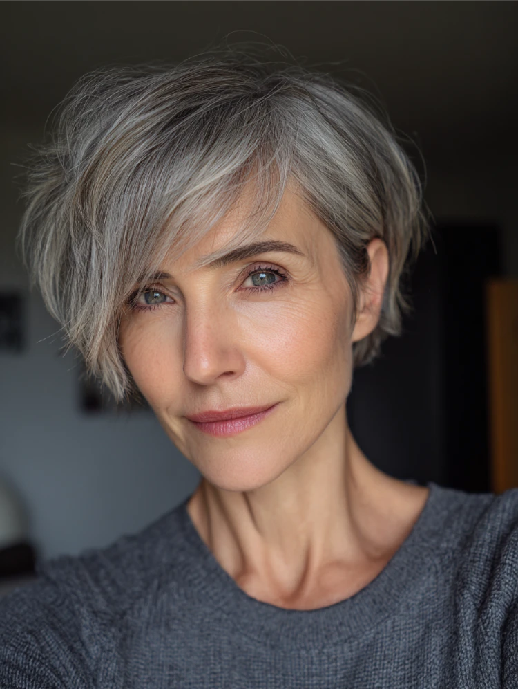 steingrauer bixie mit seitlichem pony