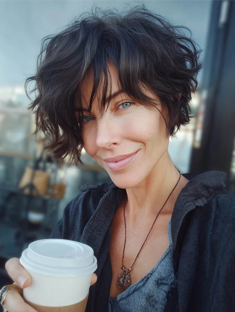 textured black bixie cut