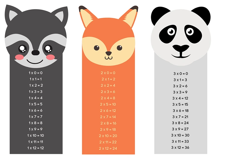 tierische lesezeichen mit einmaleins kostenlos zum herunterladen