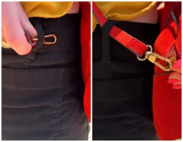 tricks gegen taschendiebe tasche durch die gürtelschlaufe sichern