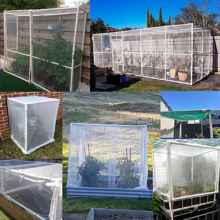 verschiedene diy konstruktionen aus pvc rohren und netzen für ganze beerensträucher