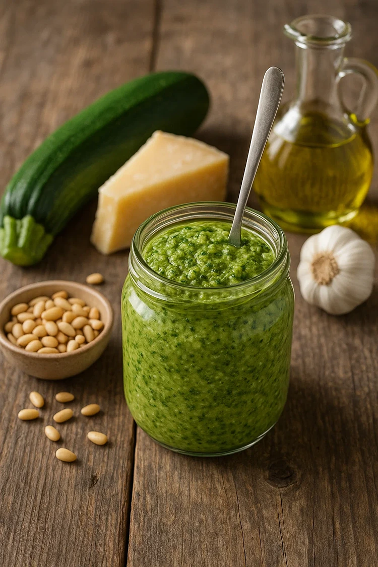 zucchini pesto aromatische sauce nach sommer schmecken