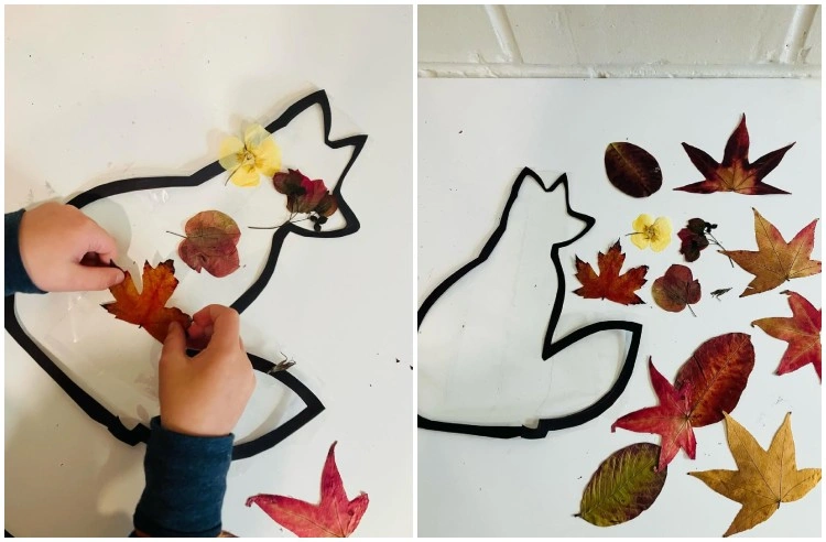 Bastelidee mit Herbstblättern für die Fenster