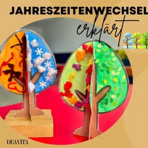 Bastelideen für den Herbst Jahreszeitenbaum für Kinder im Kita Alter
