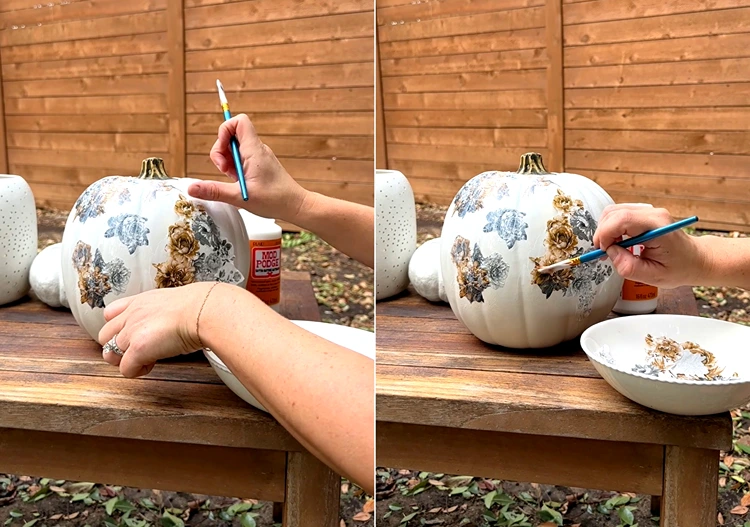 Decoupage für eine DIY-Kübrisdeko im Herbst