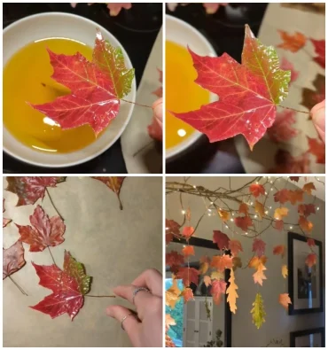diy herbst mobile mit led lichterkette