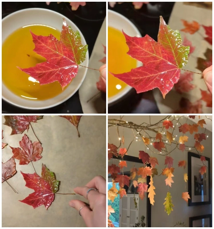 diy herbst mobile mit led lichterkette