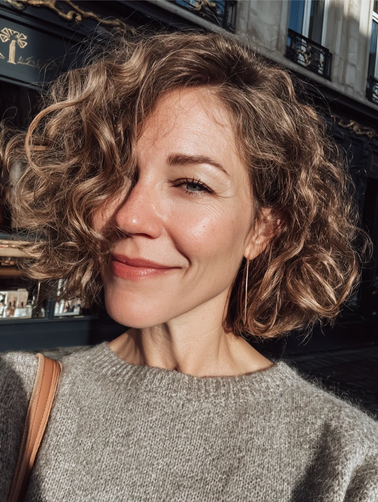 dünne naturlocken frisur bob frisuren