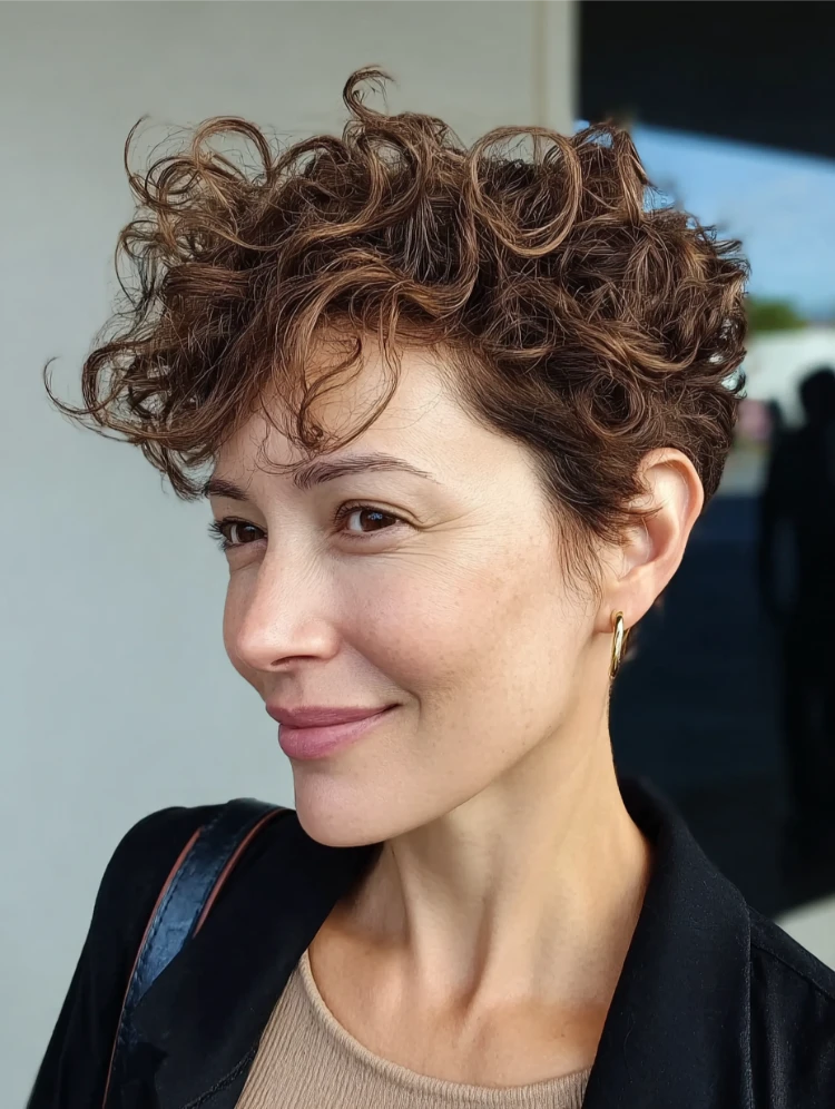 dünne naturlocken frisur lockige pixie cut