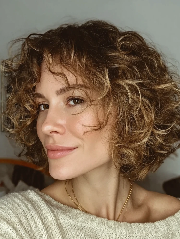 dünne naturlocken frisur stufenschnitt