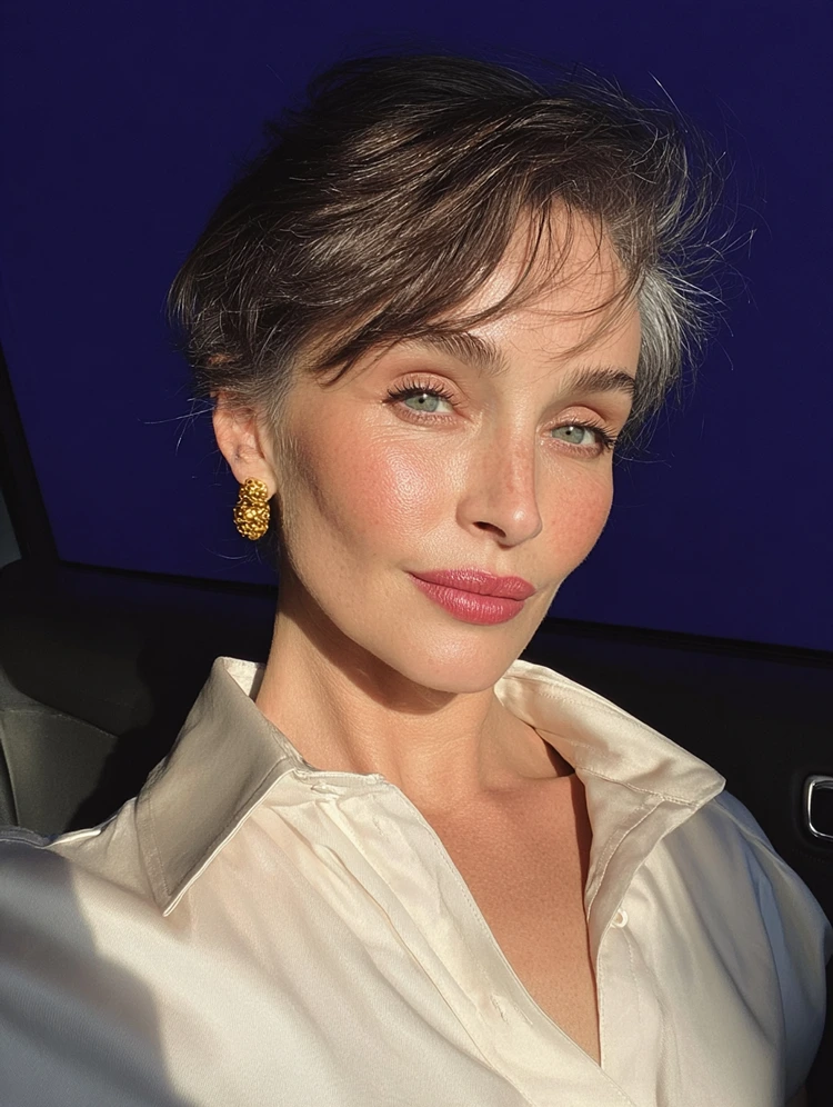 edler grauer pixie mit seitenscheitel – feminin und modern