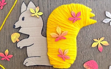 Eichhörnchen basteln aus Pappe und Strickgarn Anleitung