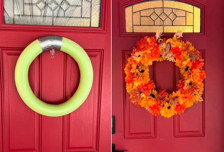 Einfache Idee für einen Herbstkranz für die Haustür