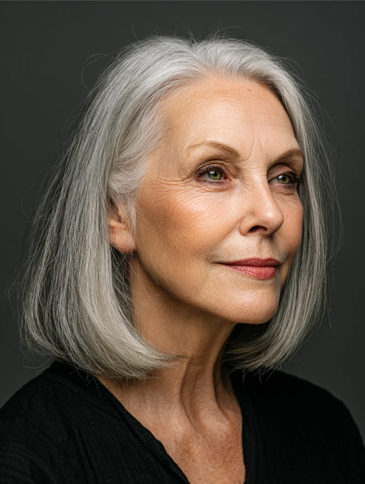 frisuren ab 70 die 25 schönsten mittellangen schnitte glatter, schulterlanger schnitt mit seitenscheitel