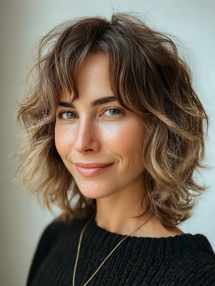 frisurenideen für dünnes welliges haar shag cut