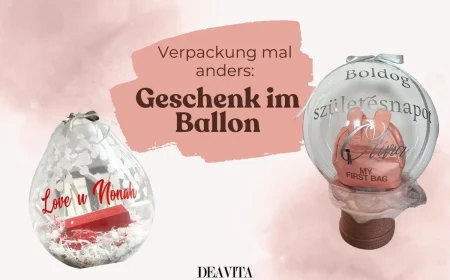 Geschenk im Ballon verpackt für eine coole Geschenkverpackung zum Geburtstag, zur Geburt oder zur Hochzeit