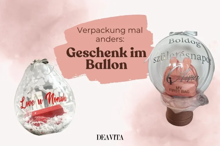 Geschenk im Ballon verpackt für eine coole Geschenkverpackung zum Geburtstag, zur Geburt oder zur Hochzeit