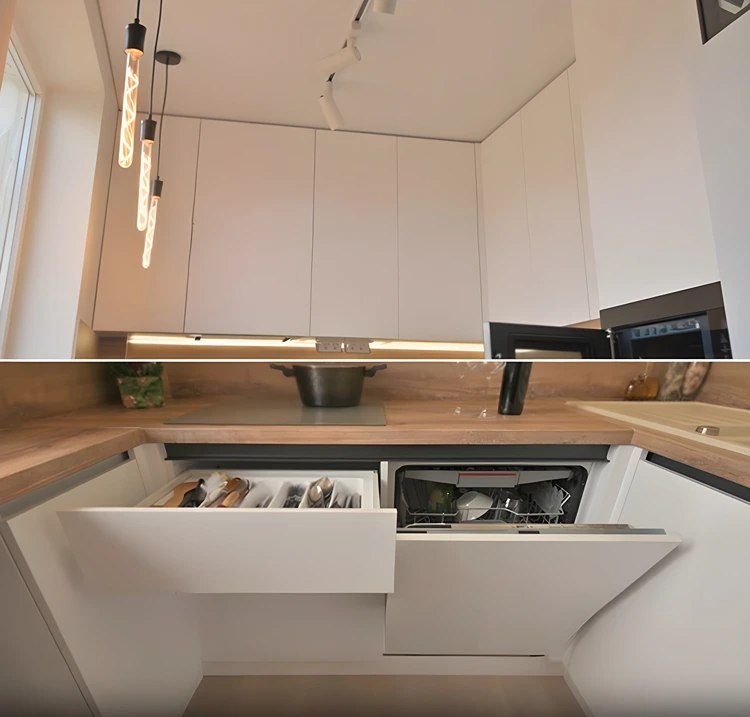 geschirrspüler und schubladen clever in der küche integriert