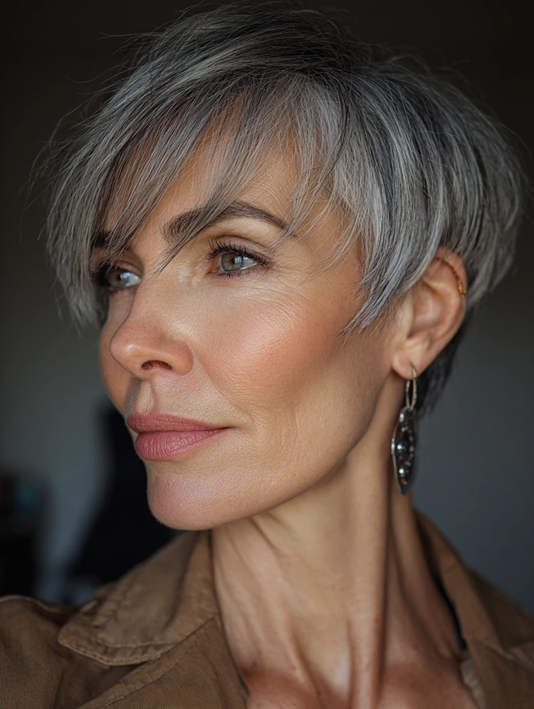 gestufter pixie cut in silber