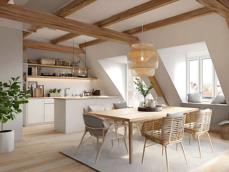 Hängeleuchten sind für die Kochinsel und den Esstisch passend