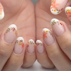 herbst auf den nägeln french nails mit blätter design