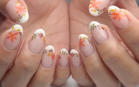herbst auf den nägeln french nails mit blätter design