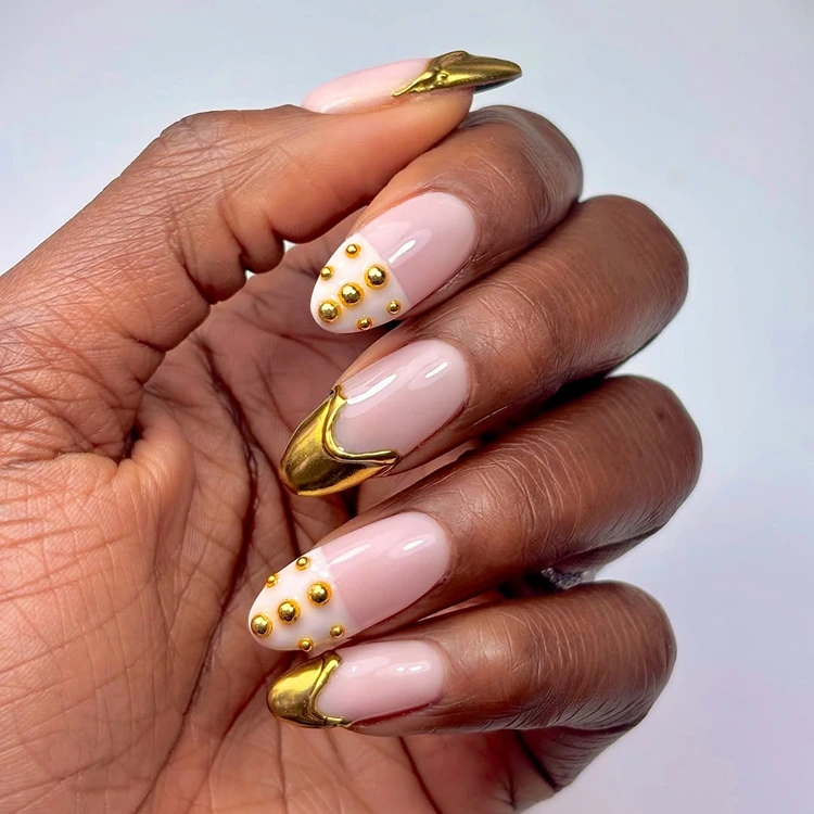 herbst french nails spitzen in metallischem gold