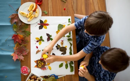 herbstcollage mit kindern – blätter und naturmaterialien kleben