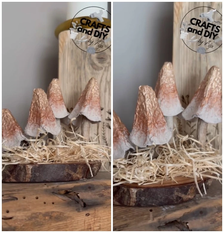 herbstdeko aus eierkarton goldene pilze