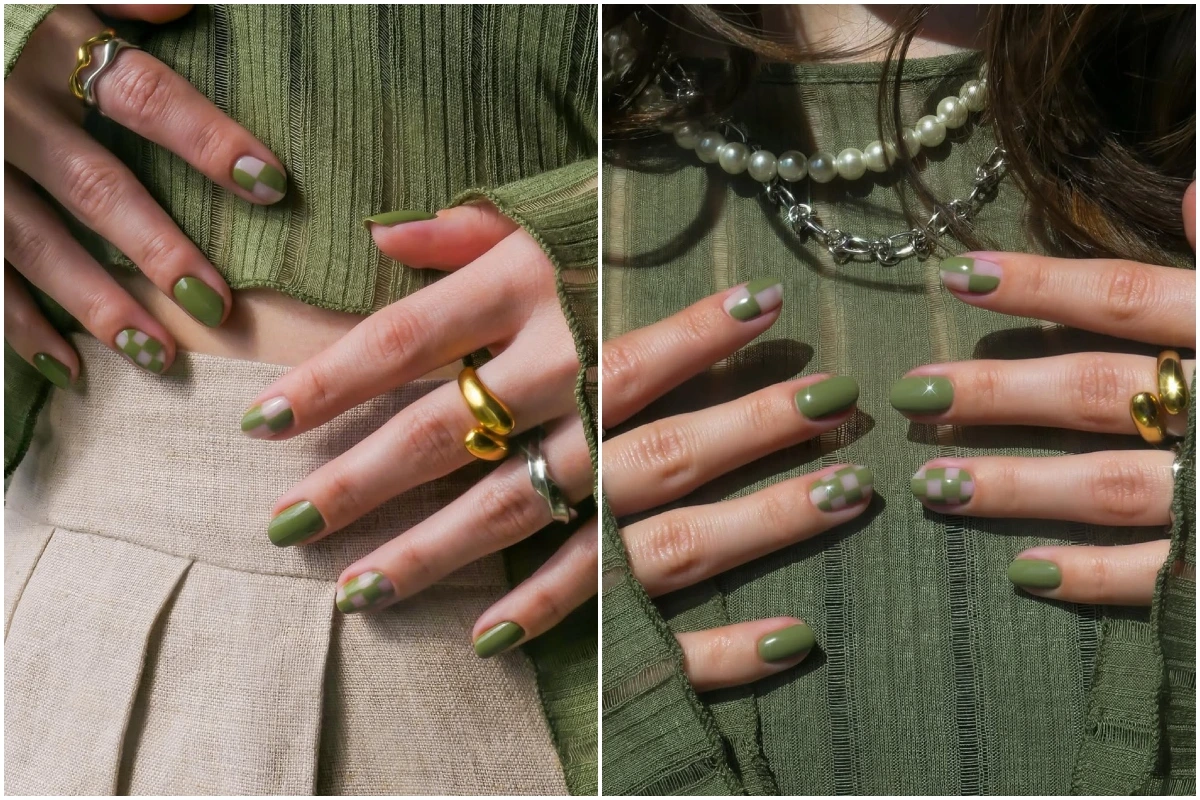 herbstnägel 2025 trend olivgrün design