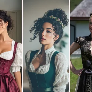 hochsteckfrisuren zum oktoberfest für naturlocken