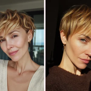 honey blonde pixie