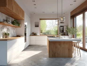 In symmetrischen Räumen kann eine Küche vielseitig gestaltet werden