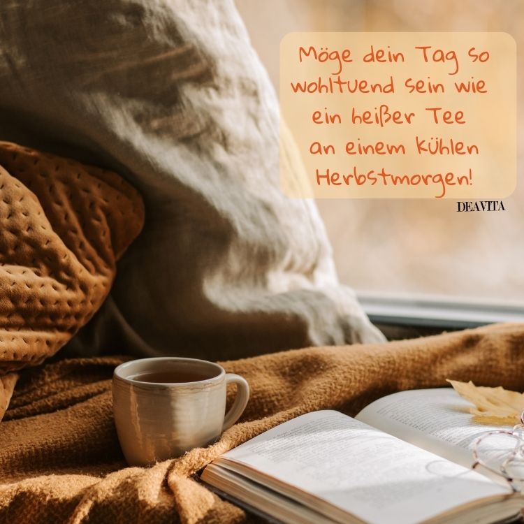 Kaffee am Morgen Bilder mit Grüßen im Herbst