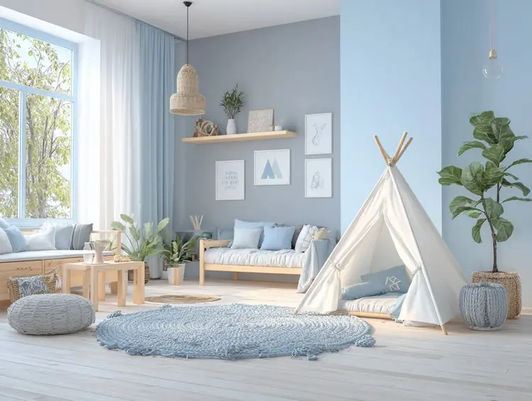 Kinderzimmer blau-grau streichen für Jungen